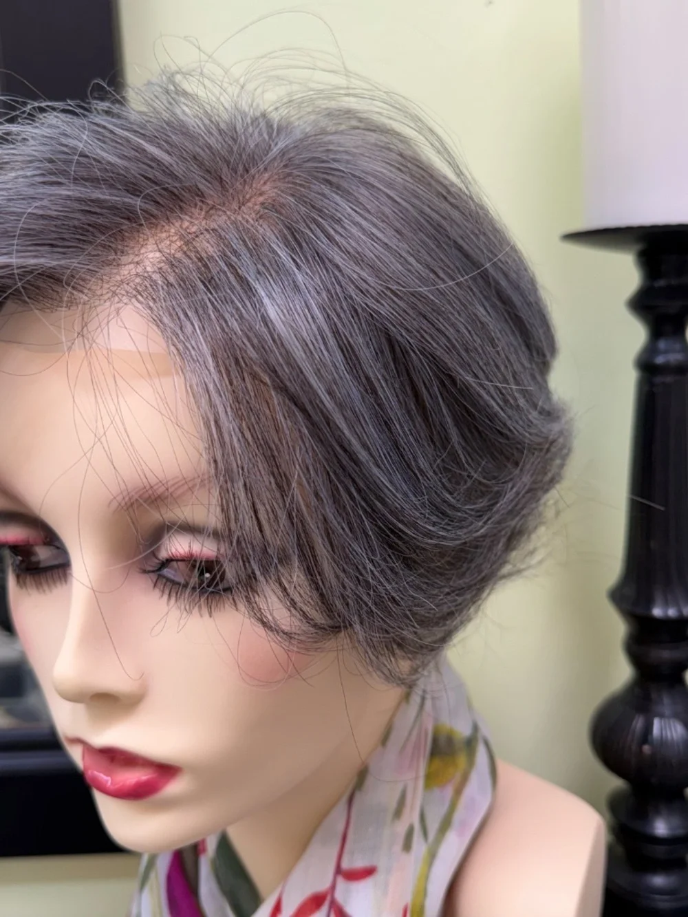 Salt and pepper gray human hair blend topper unit - unisex